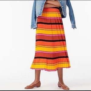 NWOT J. Crew Orange Striped Midi Maxi Long Skirt 4 Tall 4T